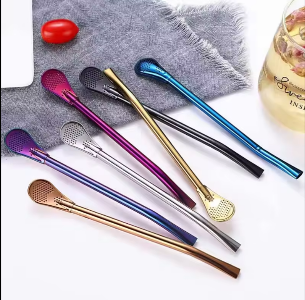 Metal Straw With Filter Spoon (Pack Of 2)