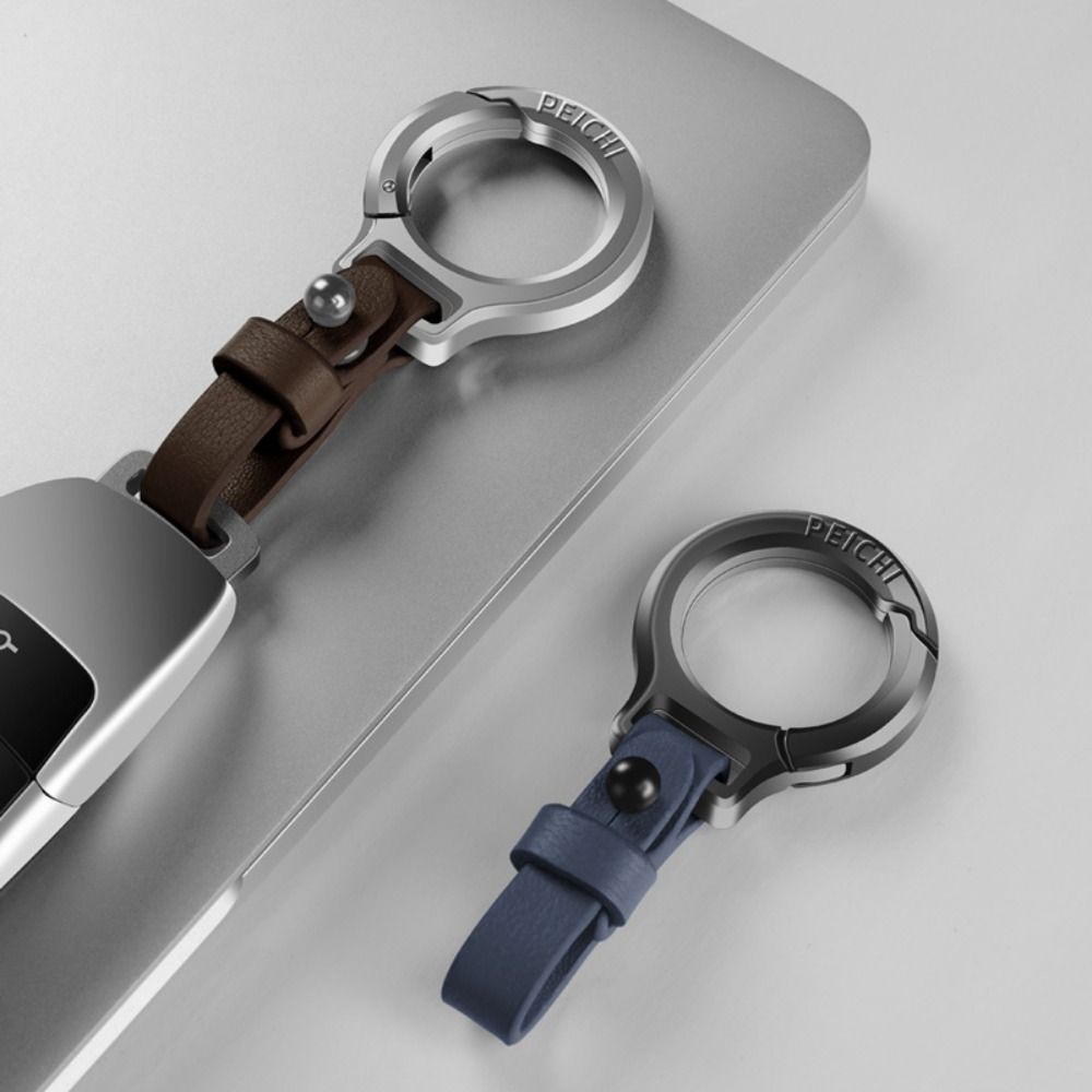 Portable Zinc Alloy Leather Keychain (Pack Of 2)
