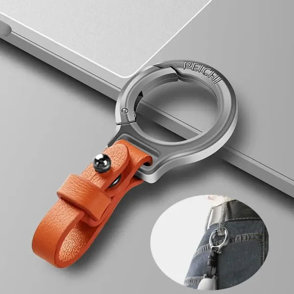 Portable Zinc Alloy Leather Keychain (Pack Of 2)
