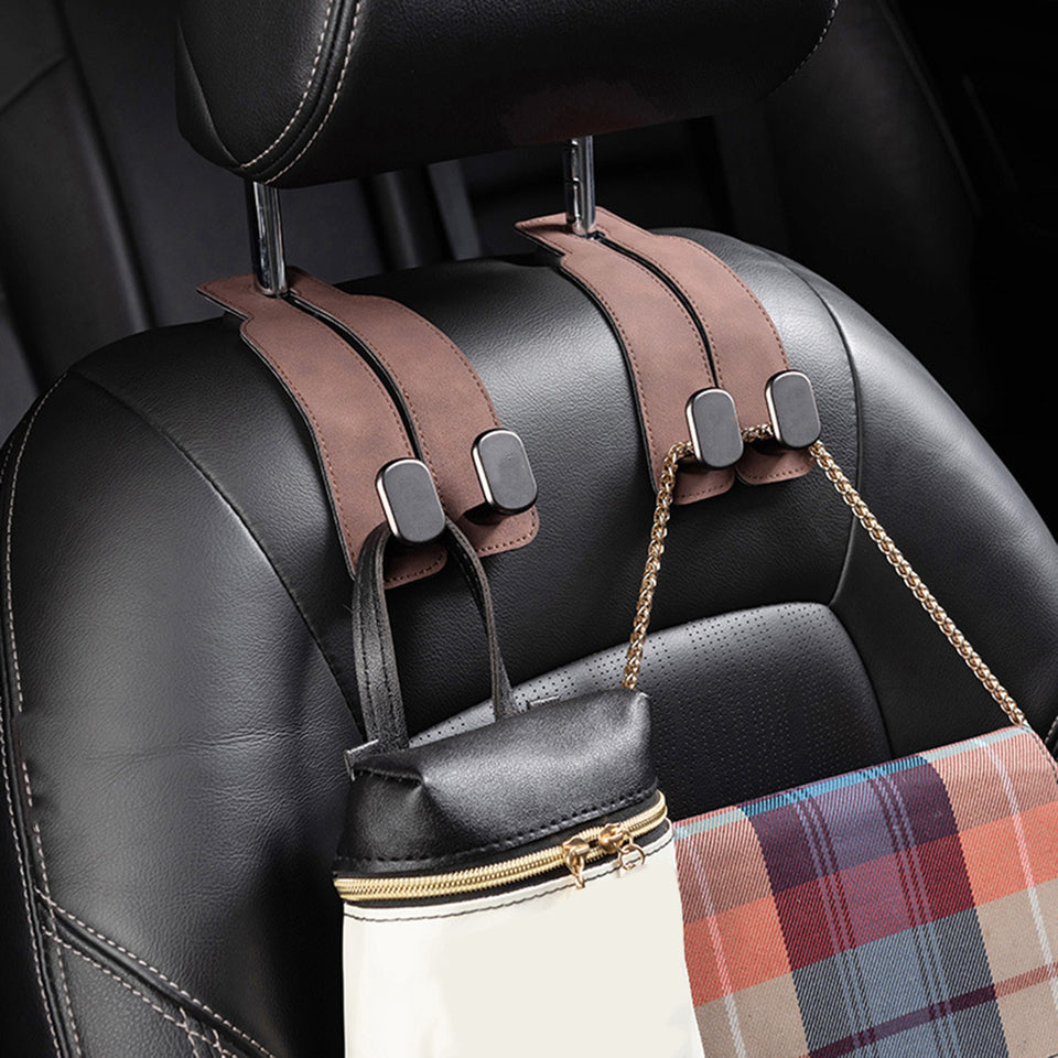 Leather Double Hook Car Seat Back