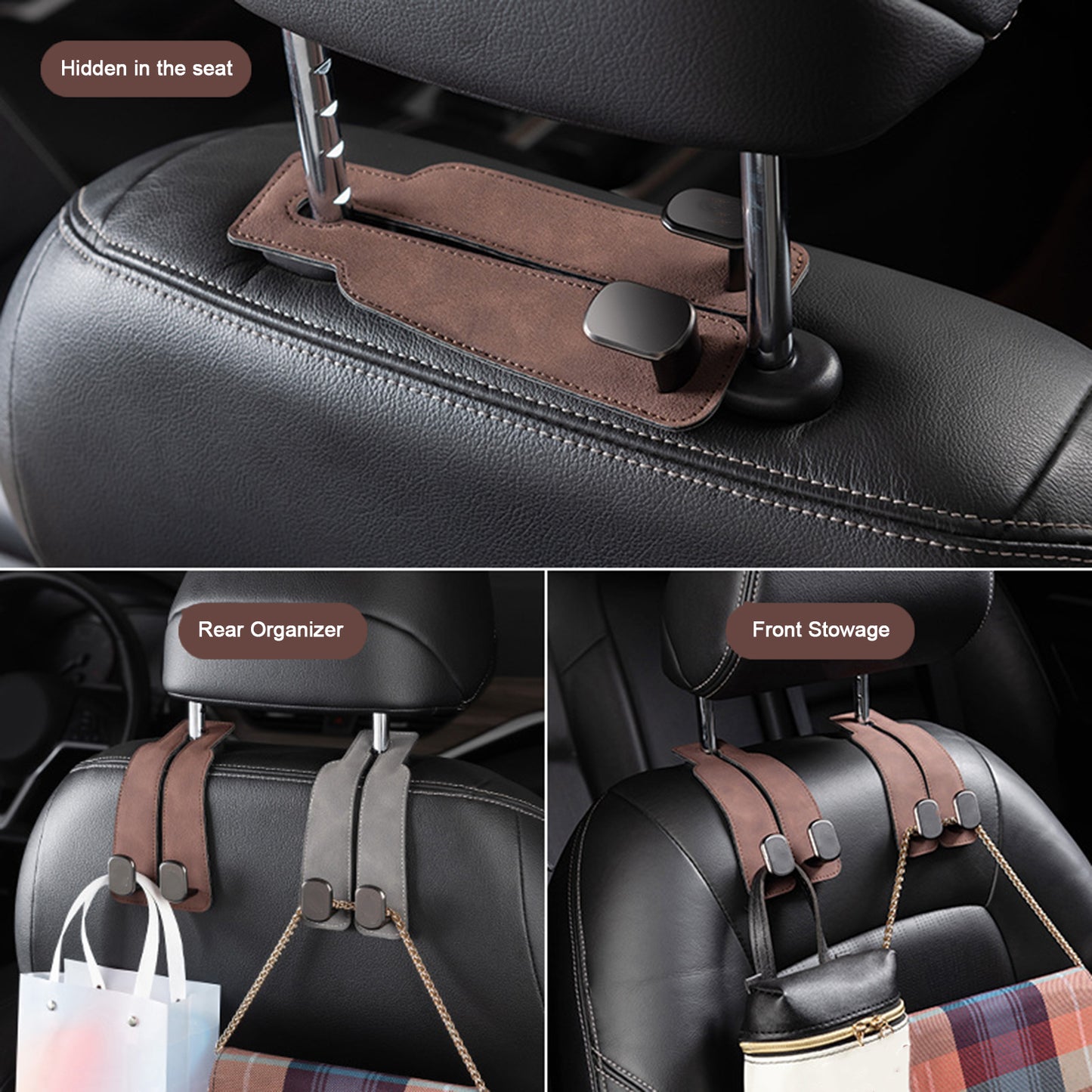 Leather Double Hook Car Seat Back