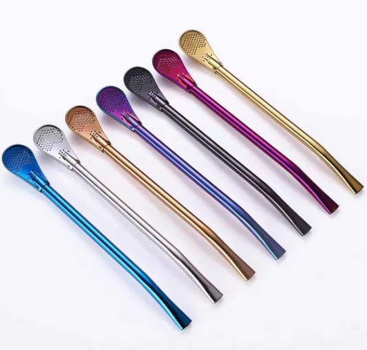Metal Straw With Filter Spoon (Pack Of 2)