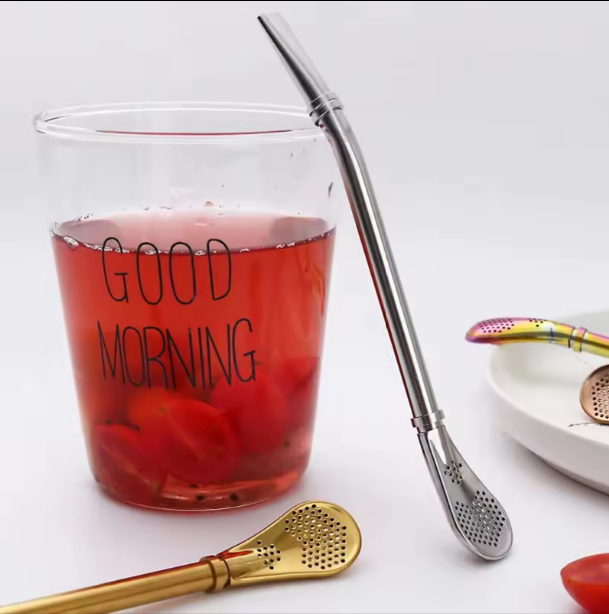 Metal Straw With Filter Spoon (Pack Of 2)