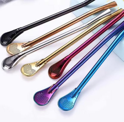 Metal Straw With Filter Spoon (Pack Of 2)
